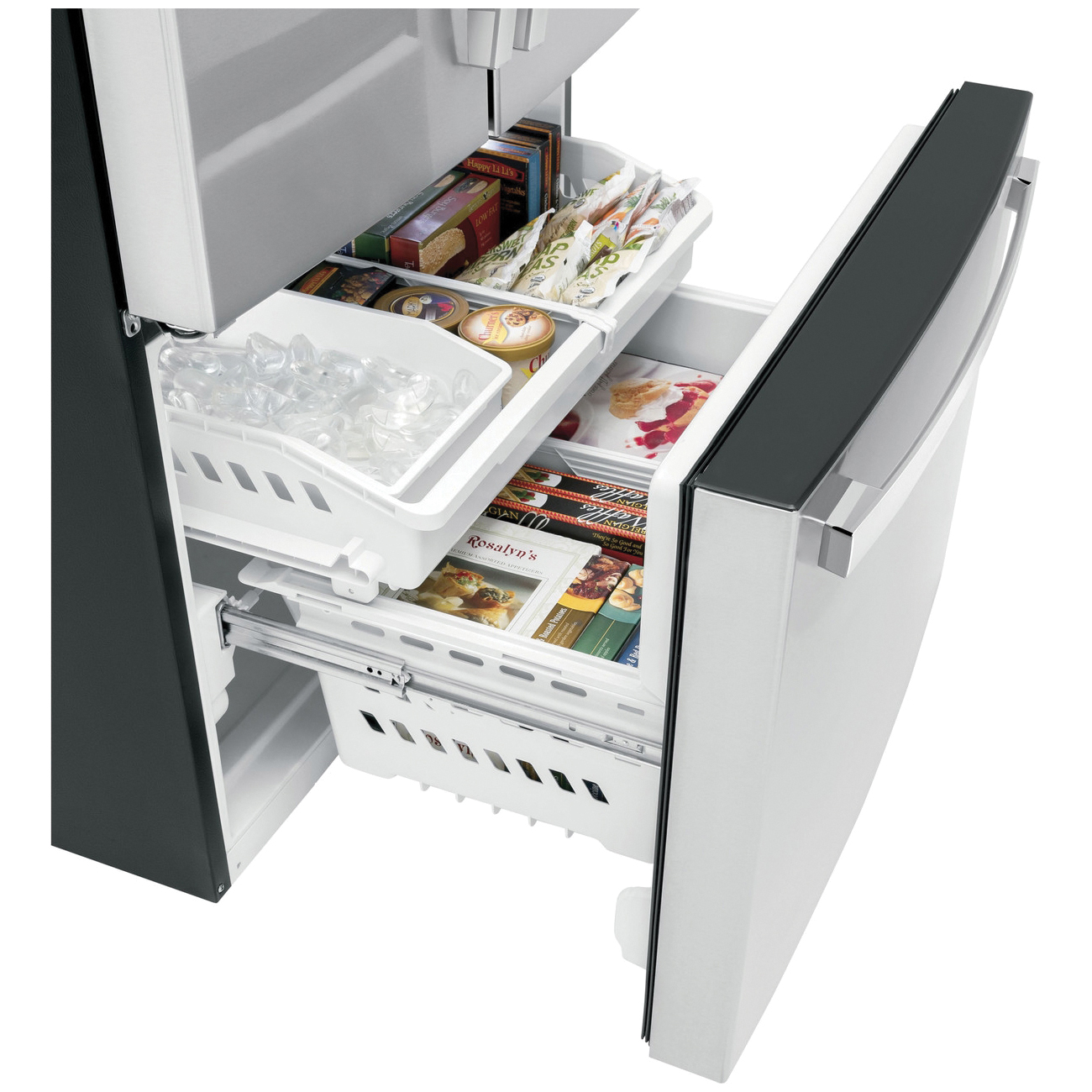 GE GNE27JYMFS French Door Refrigerator, 27 cu-ft Overall, 18.82 cu-ft Refrigerator, 8.17 cu-ft Freezer, 3-Door - 5