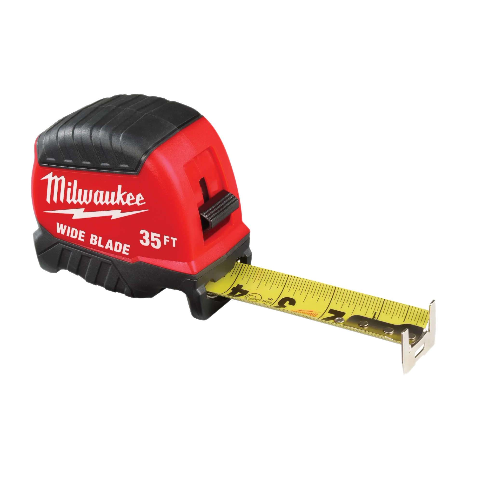 48-22-1235 Tape Measure, 35 ft L Blade, 1-3/8 in W Blade, Steel Blade, ABS Case, Black/Red Case