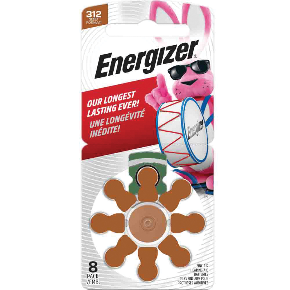 312CR-6ENRUS Hearing Aid Battery, 1.4 V Battery, 180 mAh, 312 Battery, Zinc Air