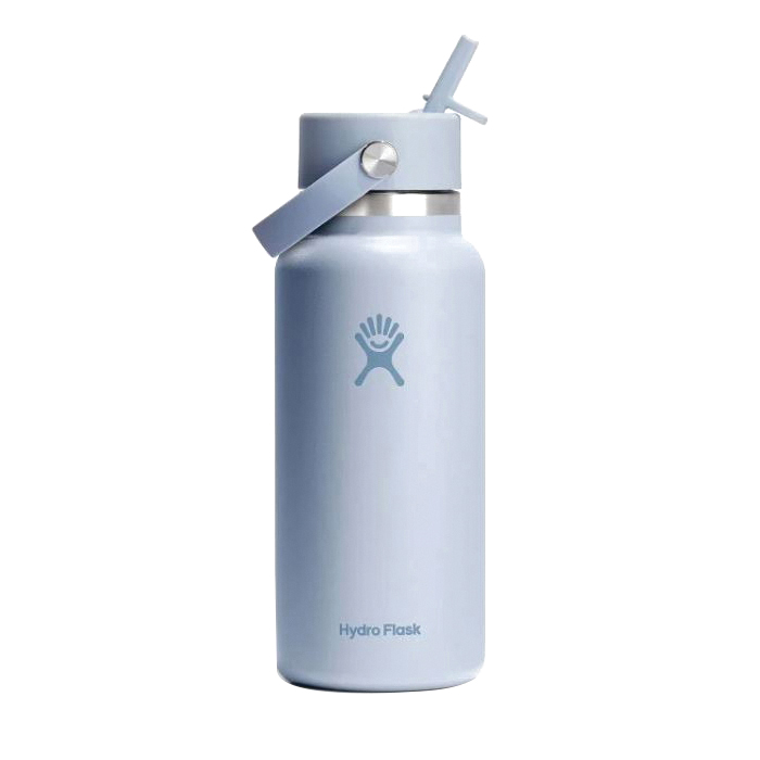 W32CFS484 Wide Mouth Bottle with Flex Straw Cap, 32 oz, Stainless Steel, Surf, Powder-Coated