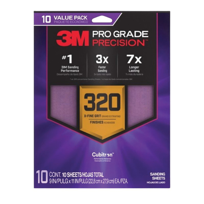 SHR320-PGP-10T Sanding Sheet, 9 in L, 11 in W, Multi-Grade, 320 Grit, Ceramic Alumina Abrasive