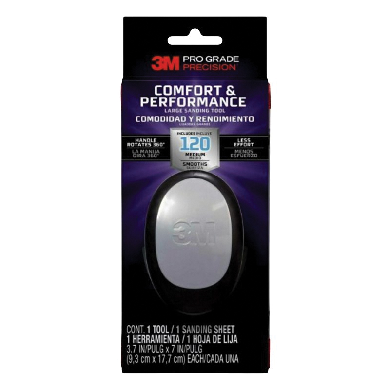 Comfort & Performance Series 463-000-PGP-4 Large Sanding Tool, 7 in L, 3.7 in W, 120 Grit, Medium