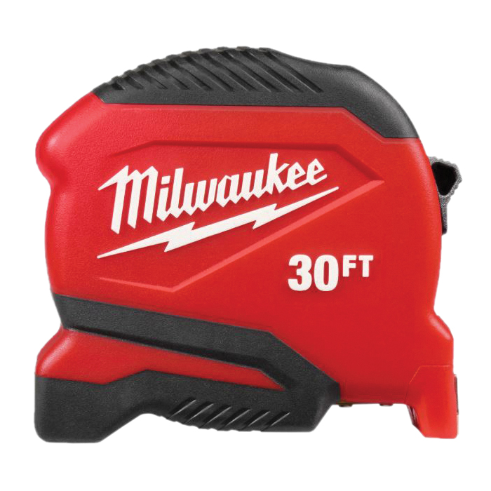 48-22-6630 Tape Measure, 30 ft L Blade, 1.65 in W Blade, Steel Blade, ABS Case, Black/Red Case