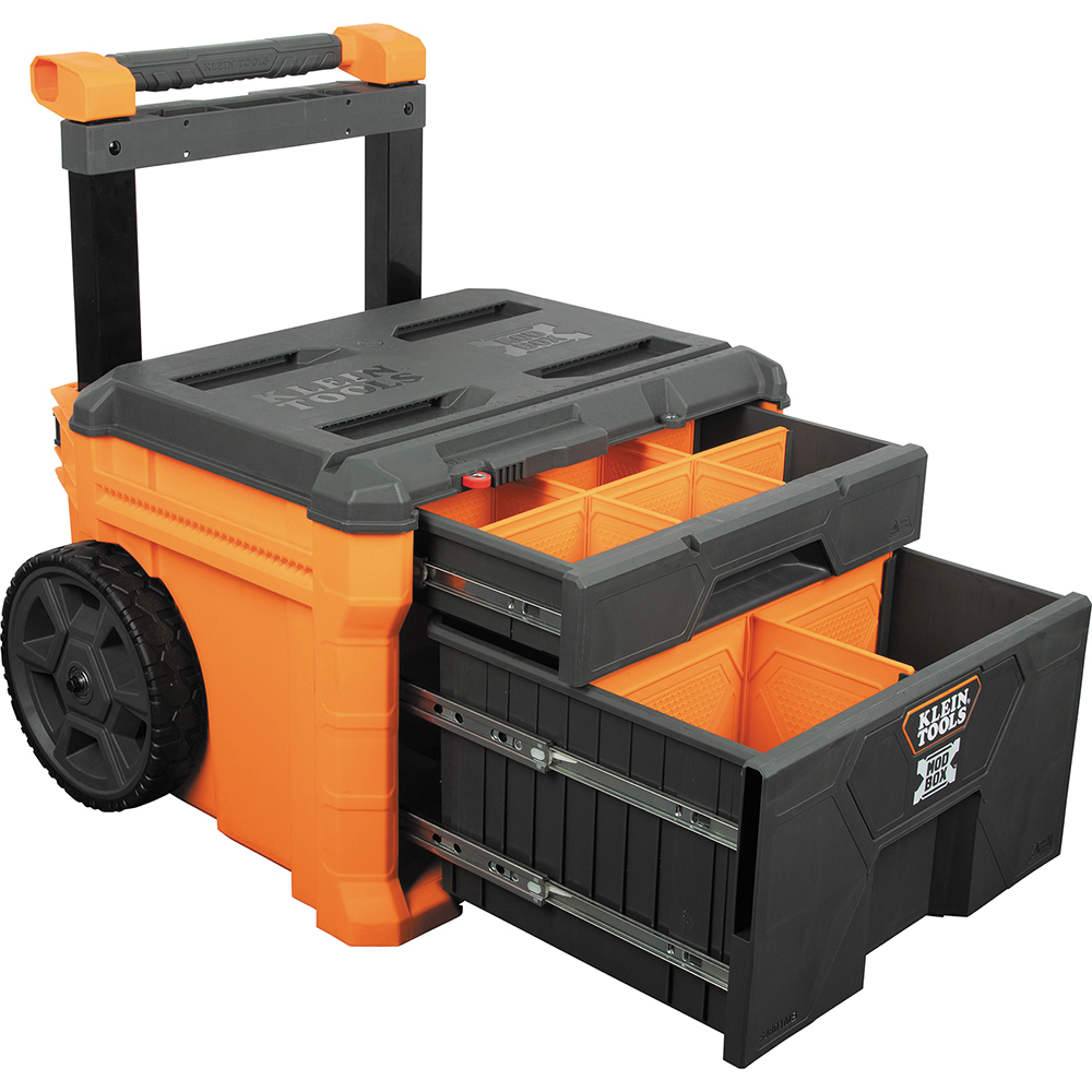 MODbox 54801MB Rolling Toolbox, 250 lb, 2-Drawer, Polymer, Orange