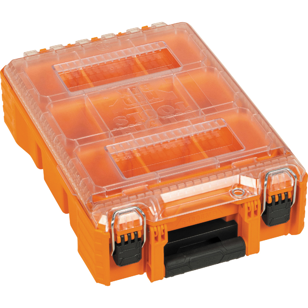 MODbox 54808MB Half Width Tall Component Box, 20 lb, 4-Compartment, Polymer, Orange