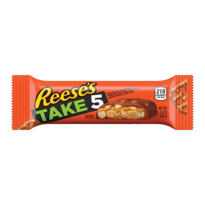 TAKE 5 REESE Candy, Bar, Peanut and Chocolate, Pretzel, 1.5 oz Box