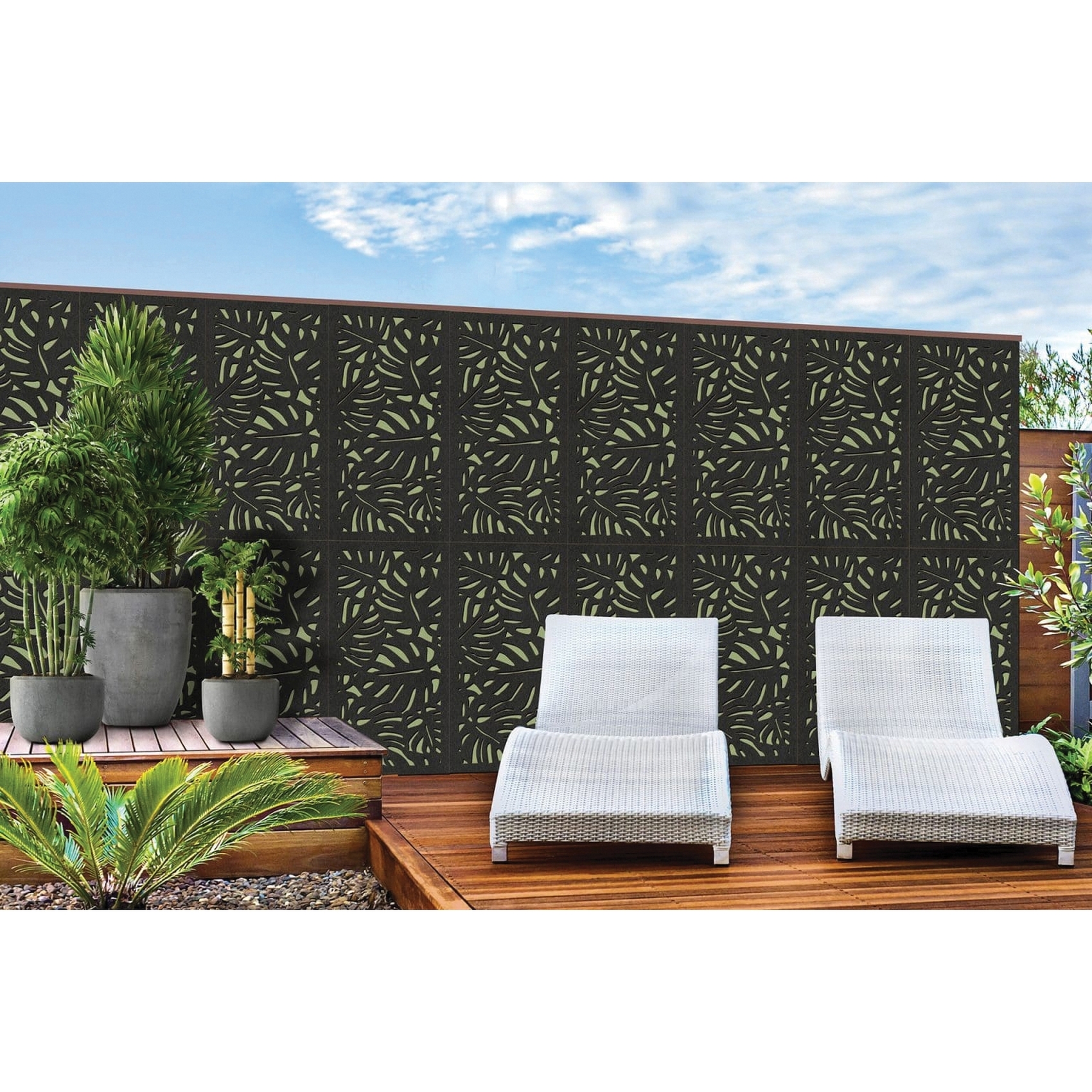 DESIGN VU Tropics Series DVU2406C Decorative Screen Panel, 5/16 in H, 24 in W, Iconic Tropical Panel, Charcoal, Polymer - 2