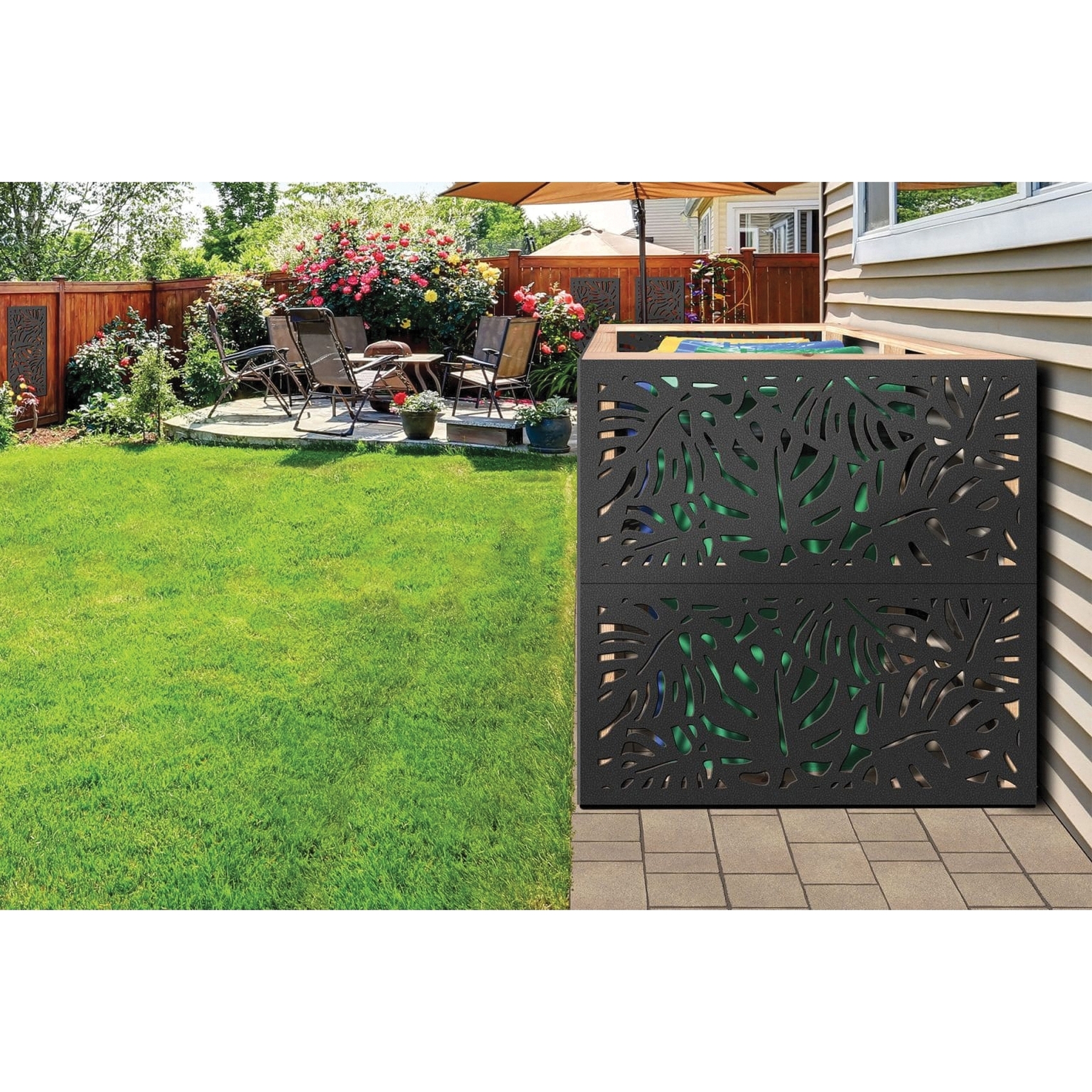 DESIGN VU Tropics Series DVU2406C Decorative Screen Panel, 5/16 in H, 24 in W, Iconic Tropical Panel, Charcoal, Polymer - 3