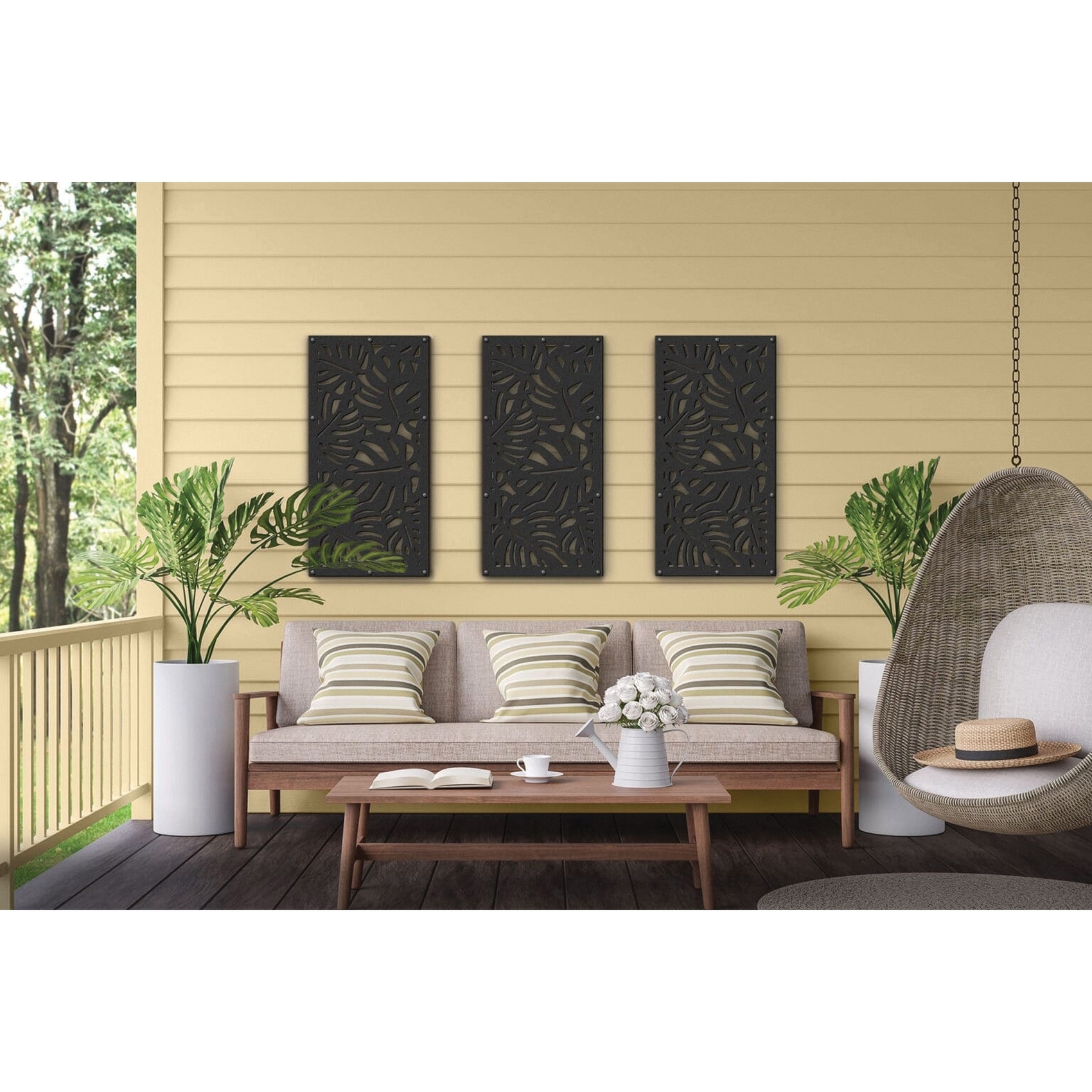 DESIGN VU Tropics Series DVU2406C Decorative Screen Panel, 5/16 in H, 24 in W, Iconic Tropical Panel, Charcoal, Polymer - 4