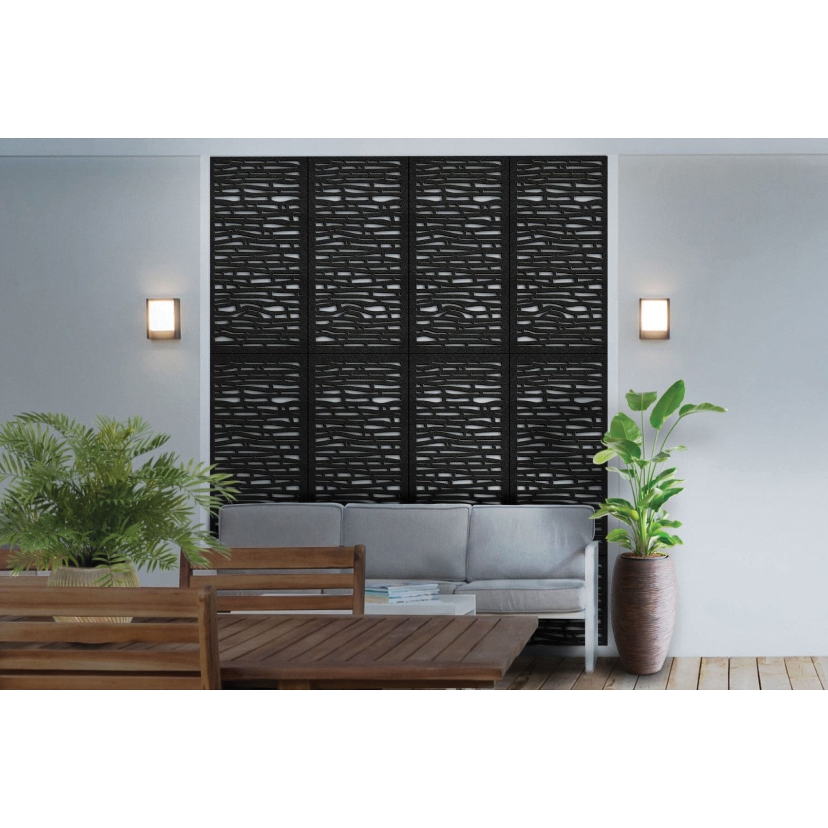 DESIGN VU Fiji Series DVU2404C Decorative Screen Panel, 5/16 in H, 24 in W, Classic Paradise Panel, Charcoal, Polymer - 2