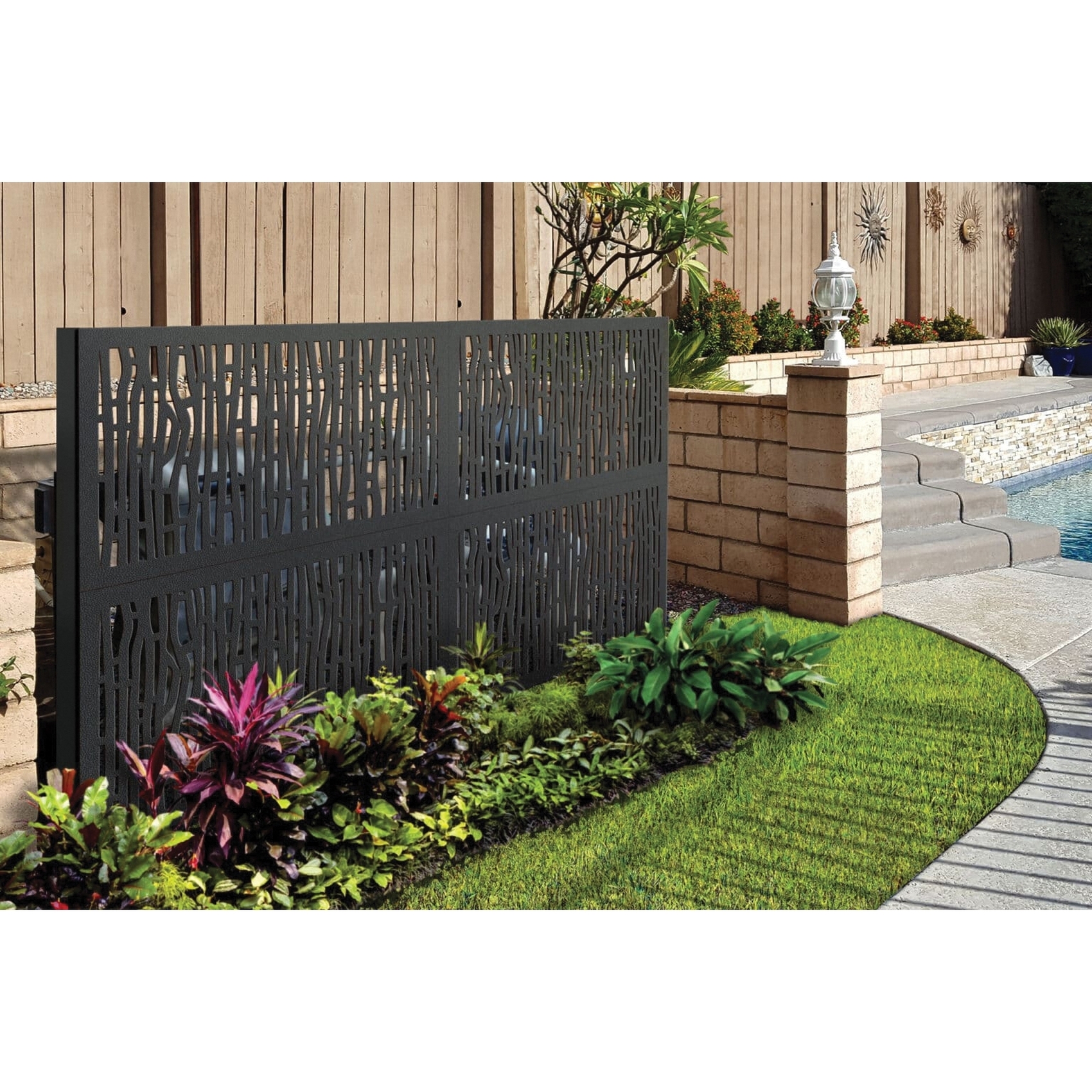 DESIGN VU Fiji Series DVU2404C Decorative Screen Panel, 5/16 in H, 24 in W, Classic Paradise Panel, Charcoal, Polymer - 3