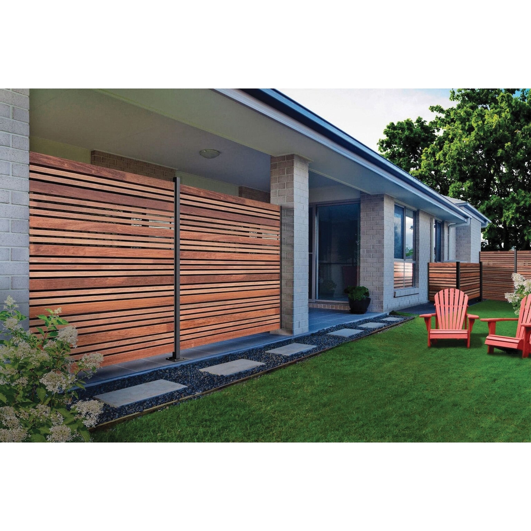 modinex ODSL6 Slat Fence Kit, Steel, Black, Galvanized - 2