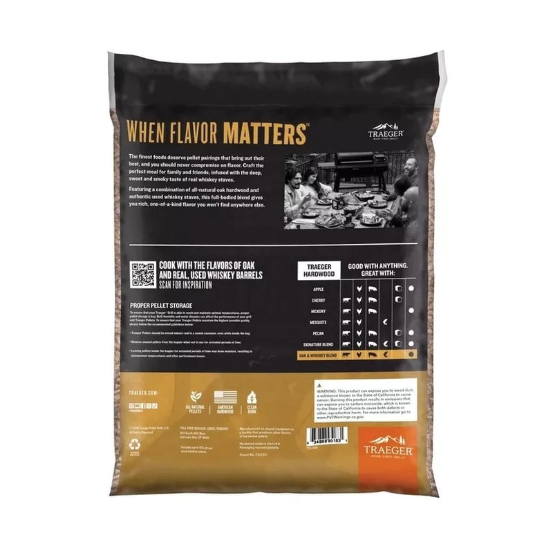 Traeger PEL418 Wood Pellet, Oak Hardwood/Whiskey Staves, 20 lb Bag - 2