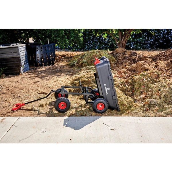 Garden Dump Cart, Corona, 400 lb, Poly Deck, 10 in Wheel, Pneumatic Wheel, Gray/Red - 5