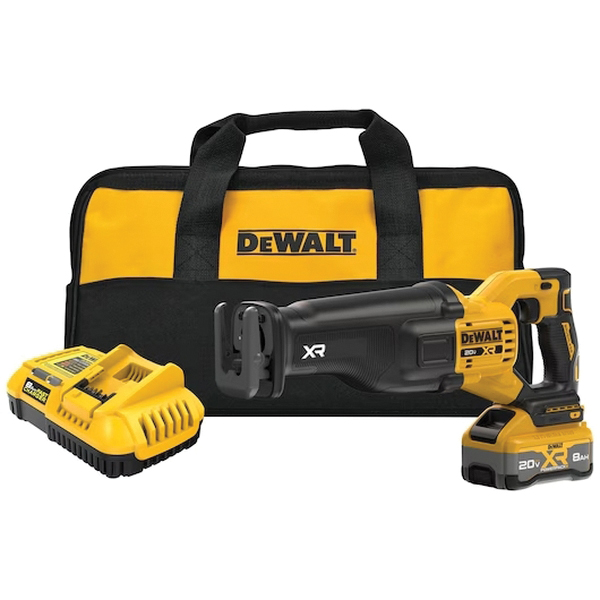 20V MAX XR DCS384WW1 Brushless Cordless Reciprocating Saw Kit with XR POWERPACK, Battery Included, 20 V, 8 Ah