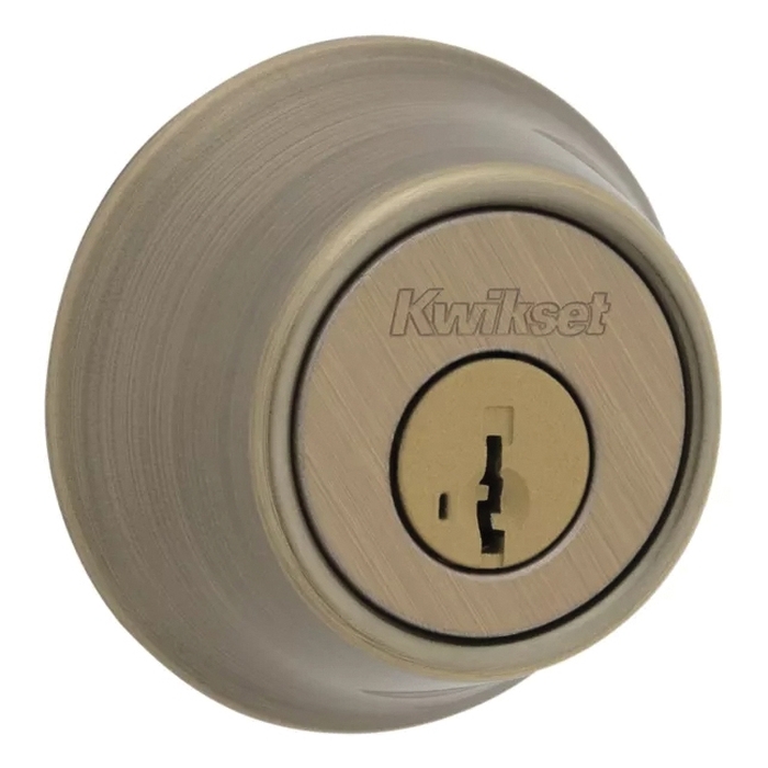 660 Series 6605SMTCPRCALK6 Deadbolt, 3 Grade, 1-Sided Key, Antique Brass, 2-3/8 to 2-3/4 in Backset, KW1 Keyway