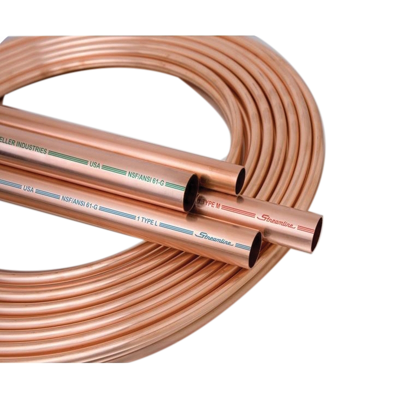 MH06005 Copper Tubing, 7/8 in OD, 5 ft L, Hard, Type M, Coil