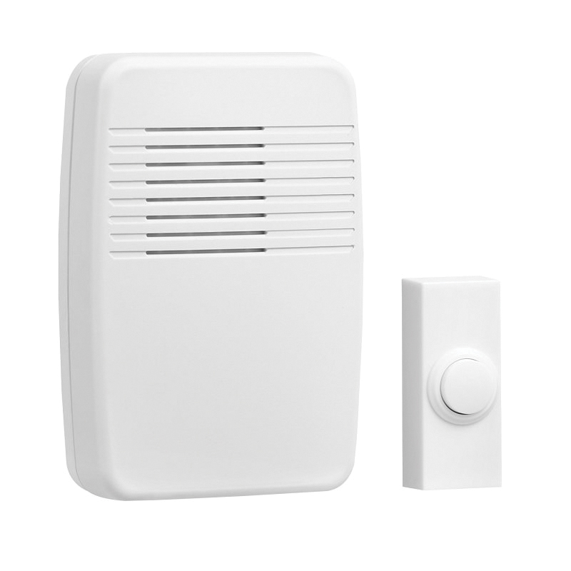 18000124 Traditional Style Door Chime Kit, Wireless, Ding, Ding-Dong, Westminster Tone, 75 dB, White