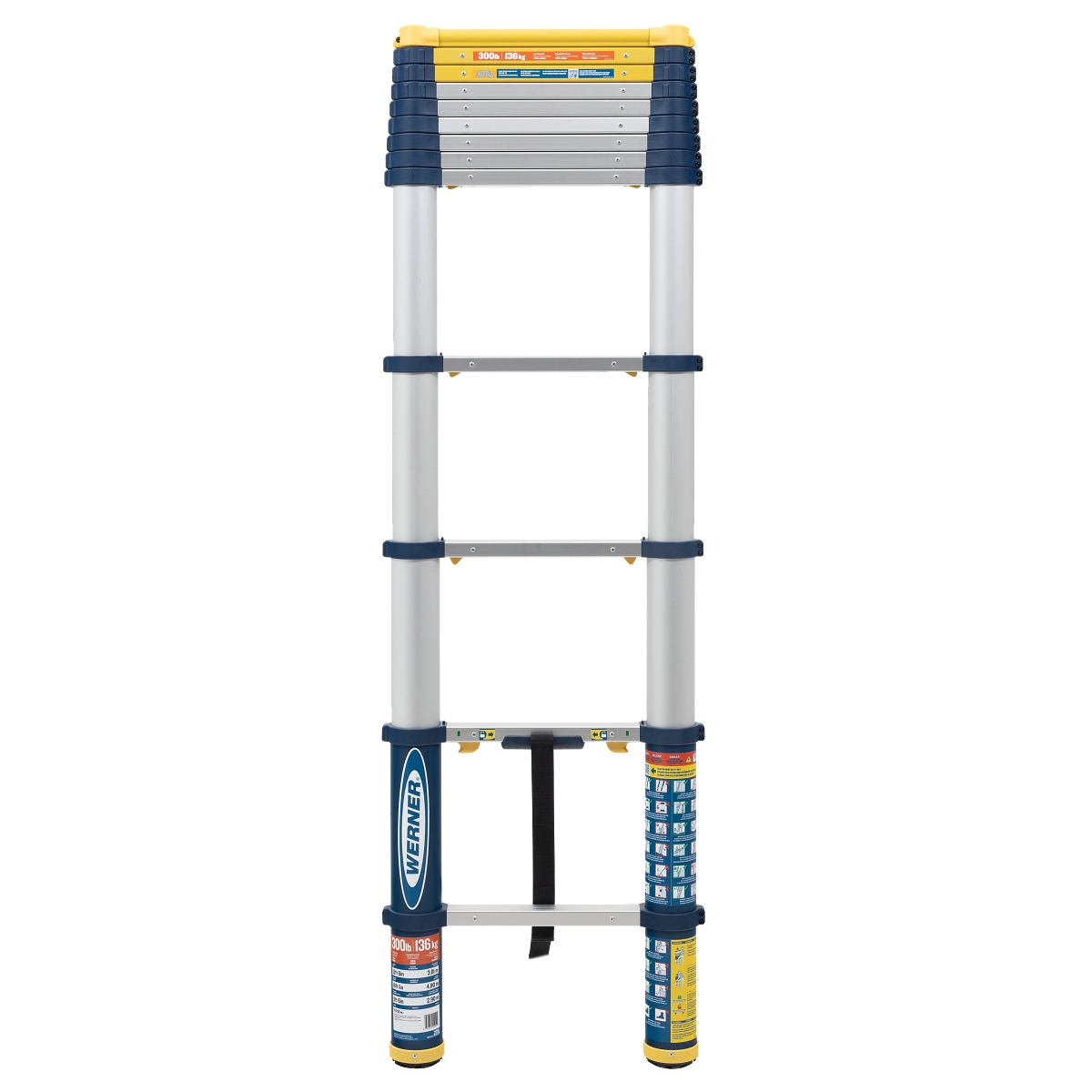 TS1250 Telescoping Ladder, 300 lb, Aluminum, Blue/Yellow