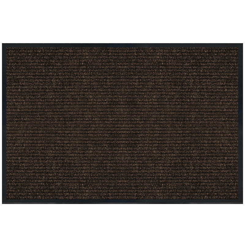 1005740US Floor Mat, 30 in L, 18 in W, Rectangular, Parquet Pattern, PET Surface, Cocoa