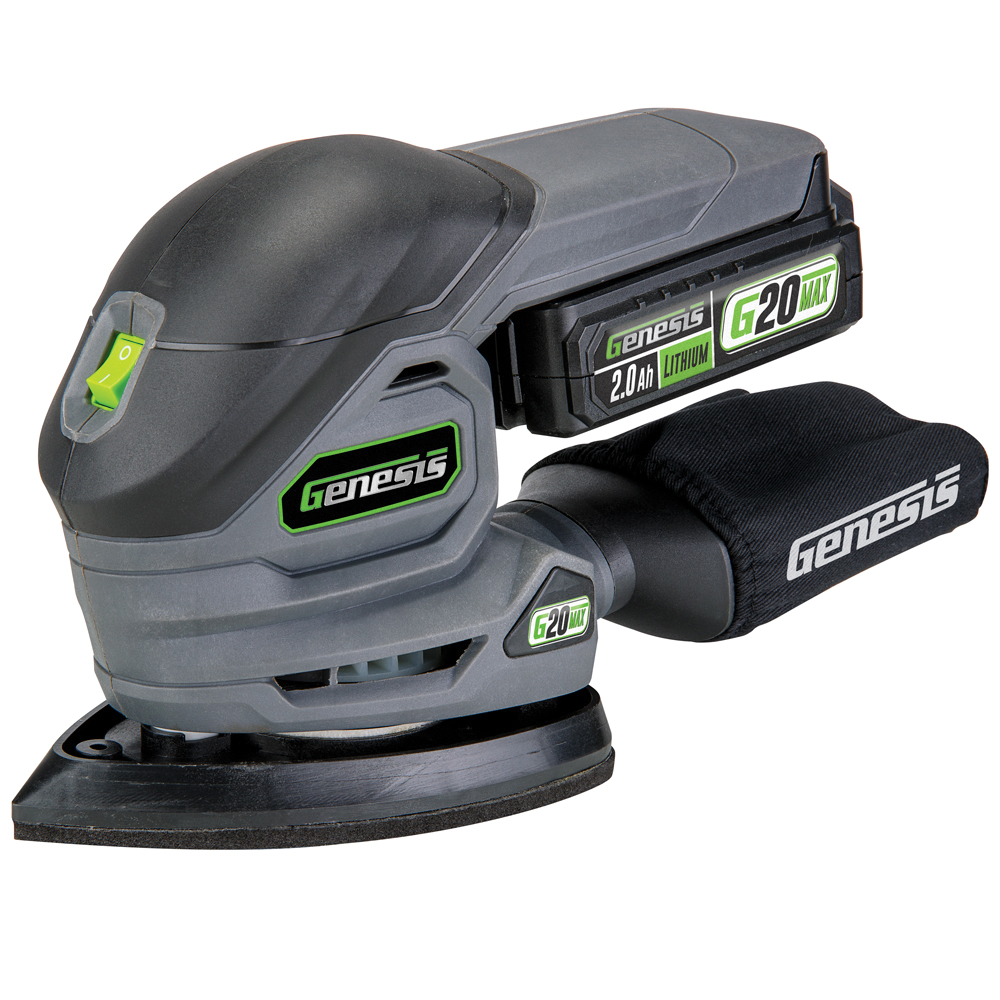 G20MAX GLDS20B Corner/Detail Sander, Battery Included, 20 V, 2 Ah, 5.5 in L x 5.5 in W x 3.15 in H Pad/Disc
