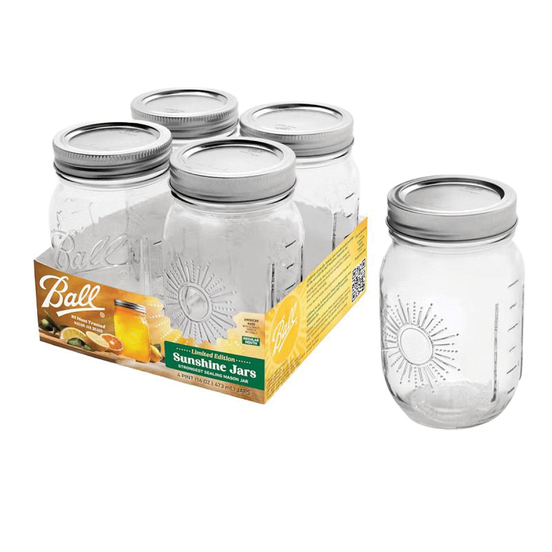 Limited Edition Series 2214298 Sunshine Keepsake Mason Jar Set, 16 oz, Glass