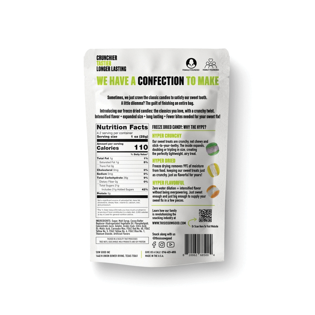 Sow Good 5004 Freeze Dried Candy, Sour Bites, 4.2 oz Pouch - 2