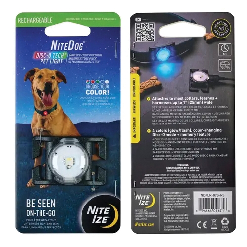 Nite Ize NiteDog NDPLR-07S-R3 Rechargeable Pet Light, Polycarbonate, Blue/Green/Red/White - 2