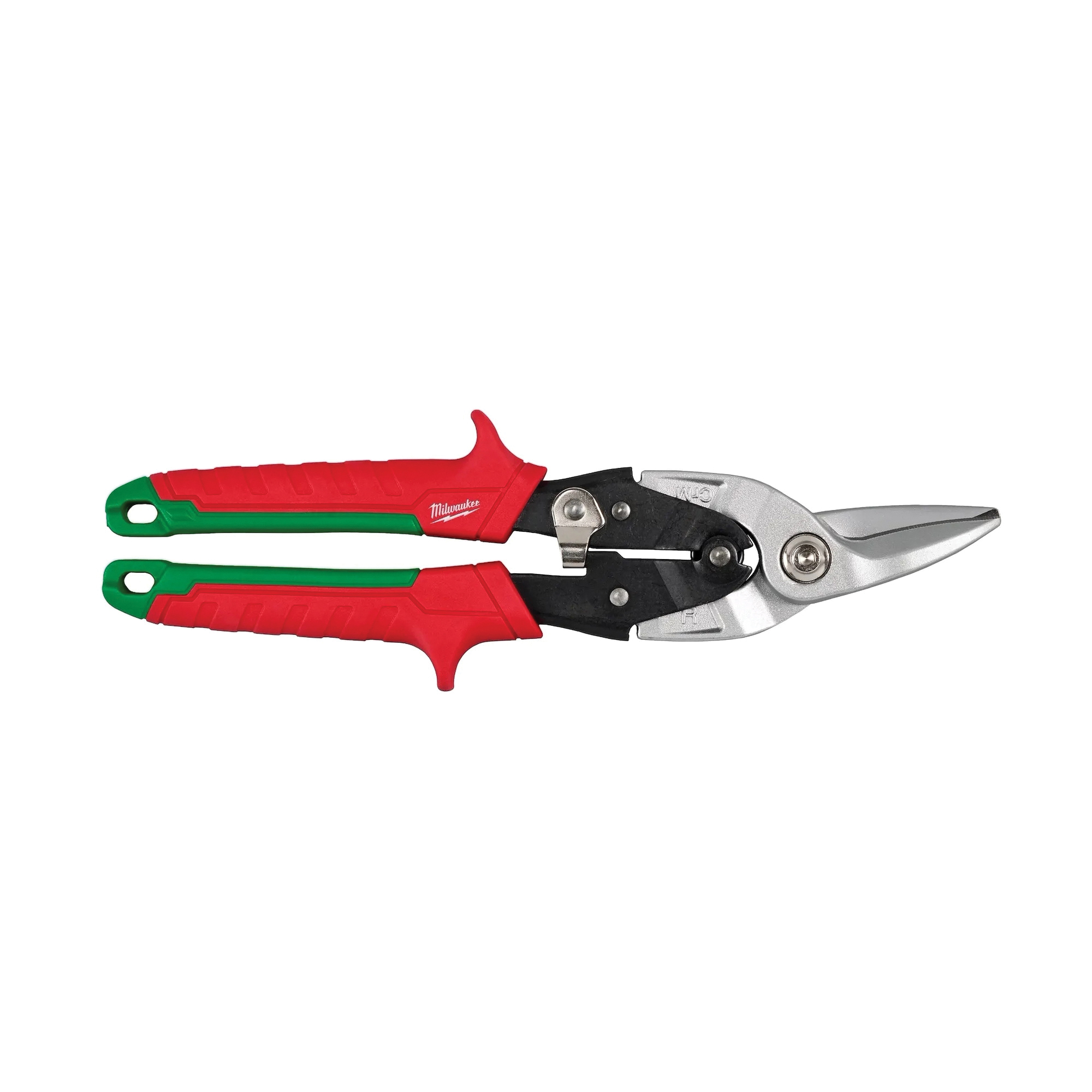 48-22-4550 Aviation Snip, 9-7/8 in OAL, 1-1/2 in L Cut, Right, Serrated Cut, Forged Steel Blade, Red Handle