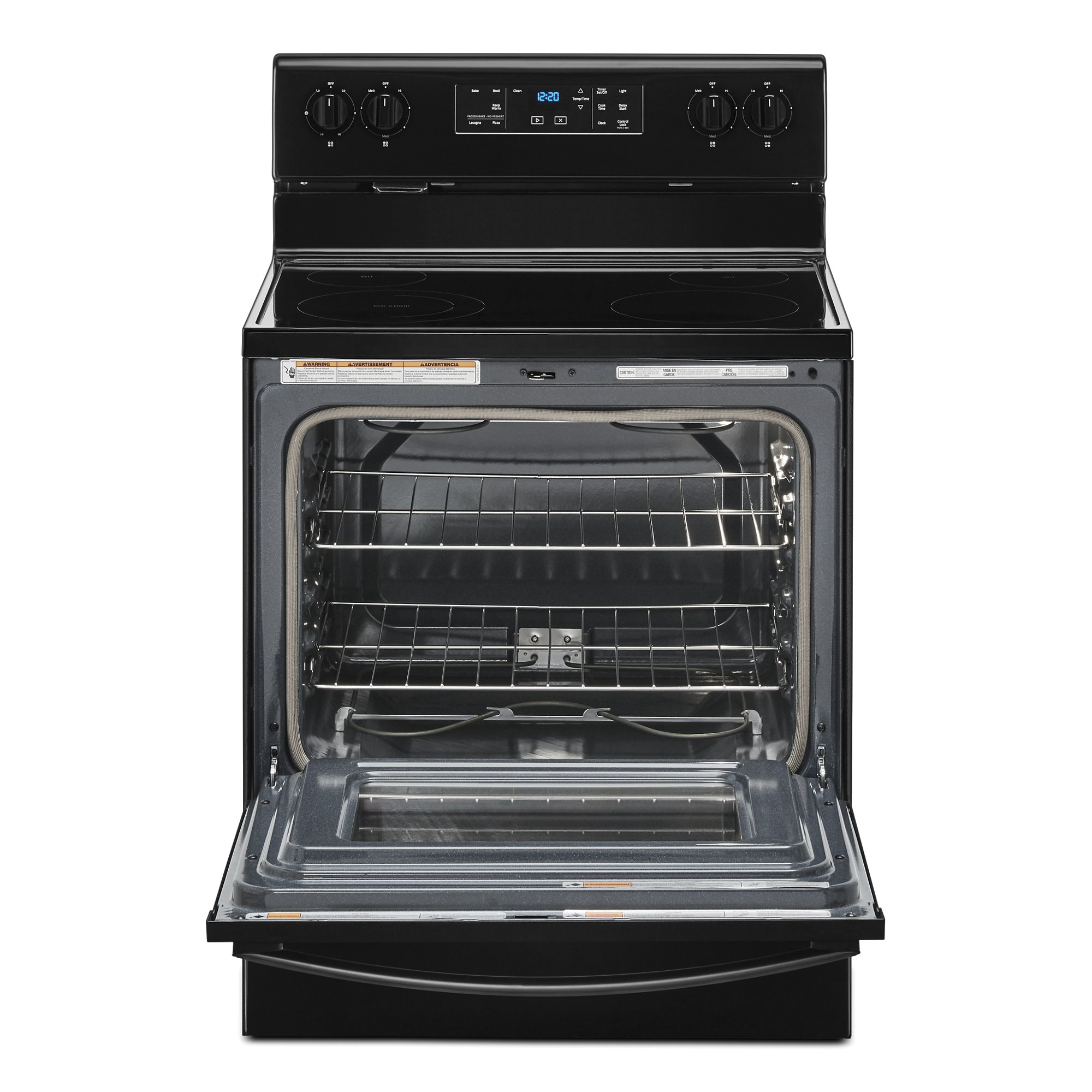 Whirlpool WFE515S0JS Electric Range, 29-7/8 in OAW, 5.3 cu-ft Oven, 1200, 2500, 3000 W, 4-Burner, Glass/Metal