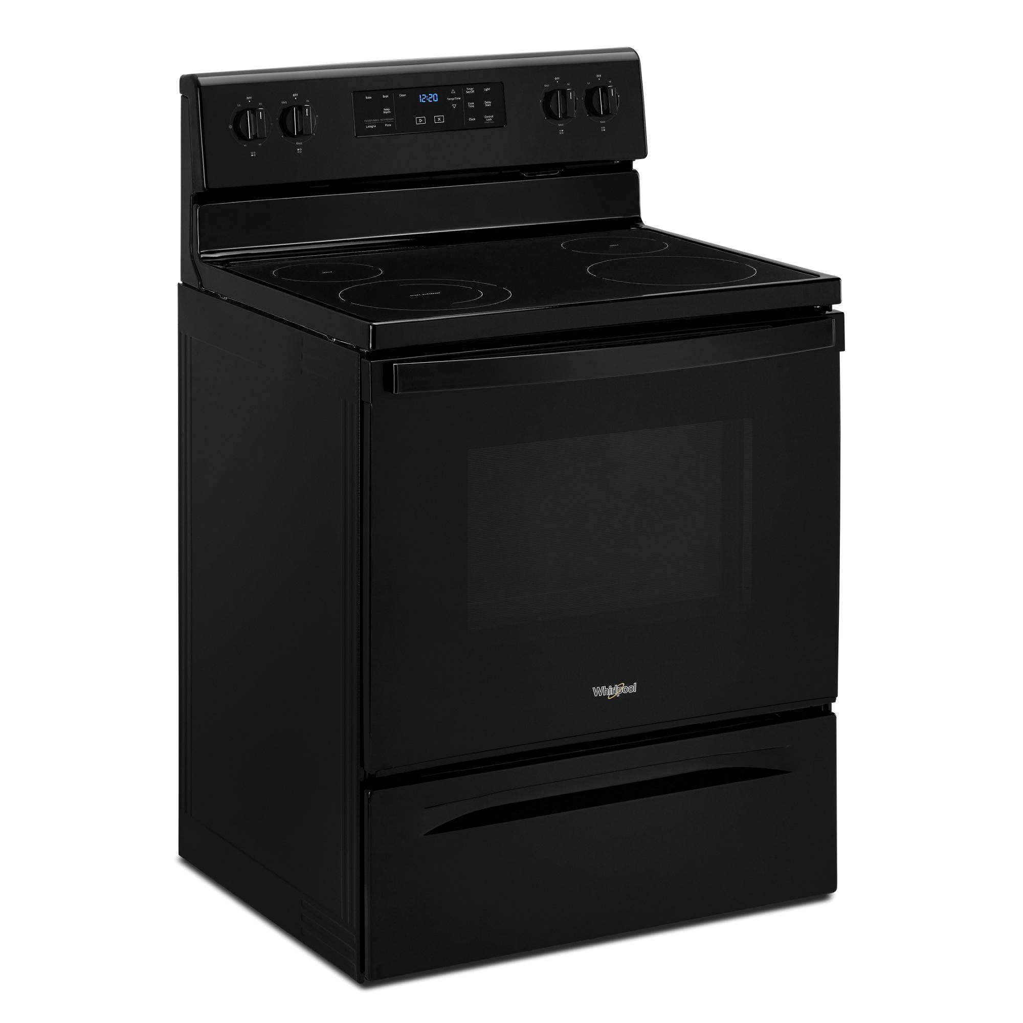 Whirlpool WFE515S0JS Electric Range, 29-7/8 in OAW, 5.3 cu-ft Oven, 1200, 2500, 3000 W, 4-Burner, Glass/Metal