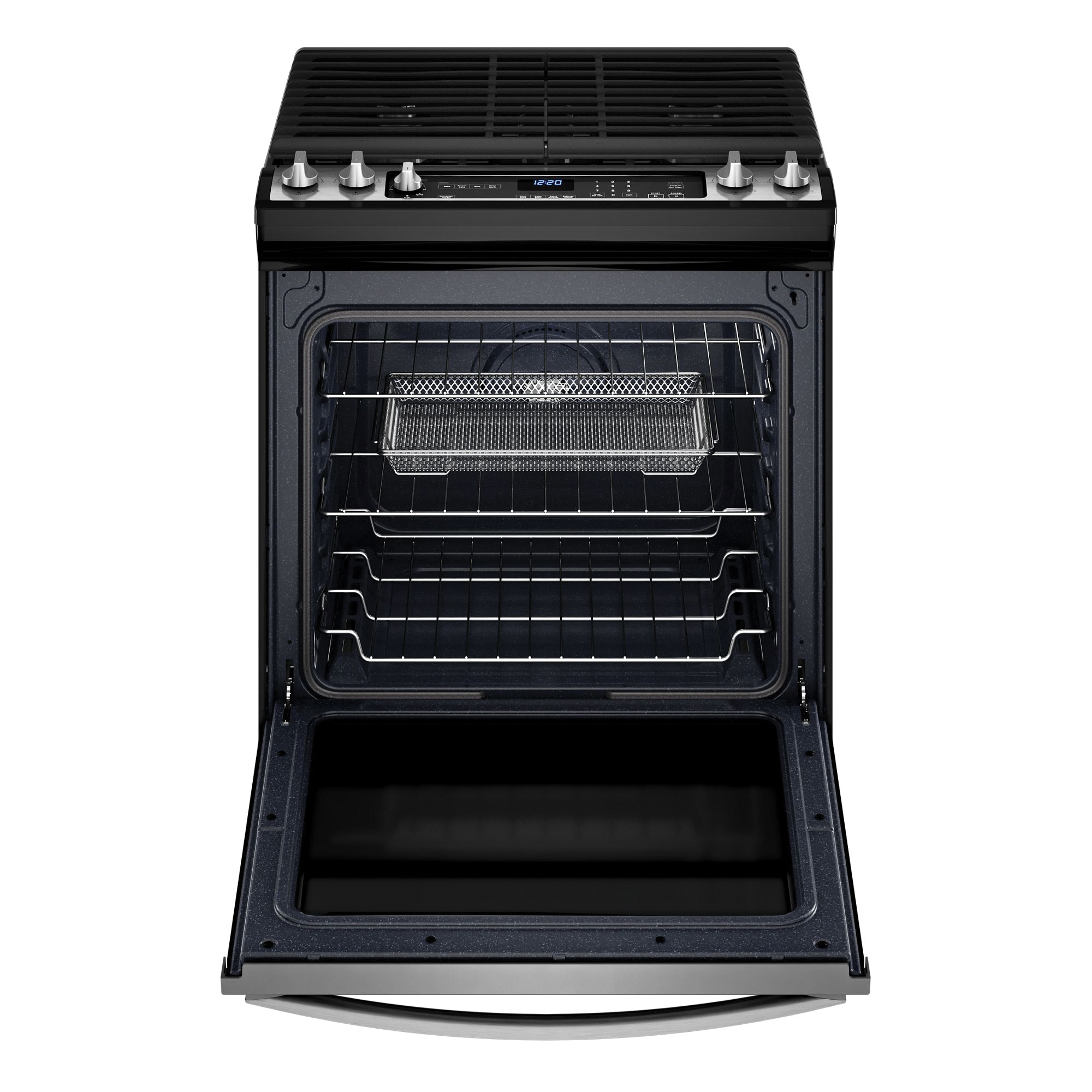 Whirlpool WEG745H0LZ Gas Range, Natural Gas, 5.8 cu-ft Oven, 29-7/8 in OAW, 5-Burner, Metal/Steel