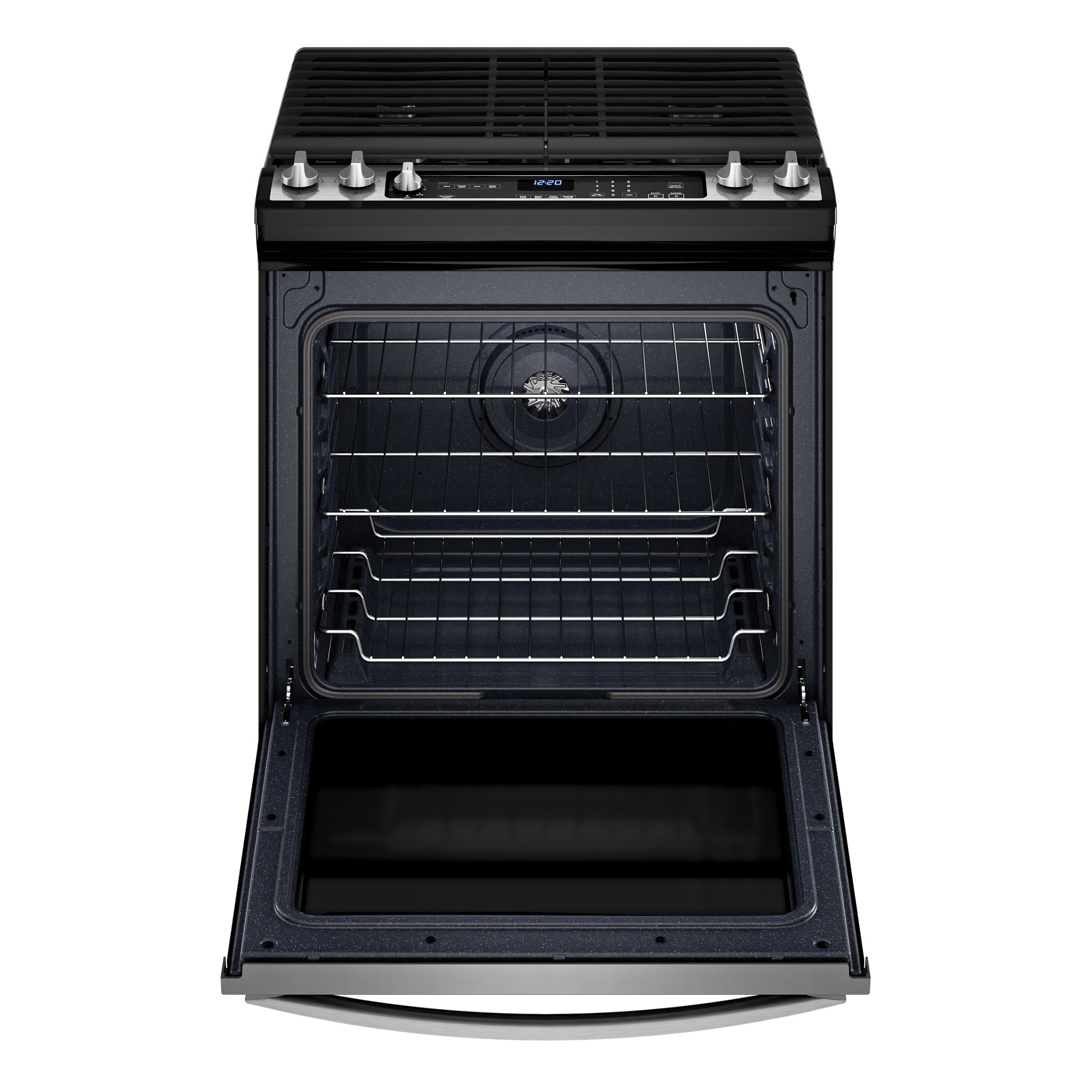 Whirlpool WEG745H0LZ Gas Range, Natural Gas, 5.8 cu-ft Oven, 29-7/8 in OAW, 5-Burner, Metal/Steel