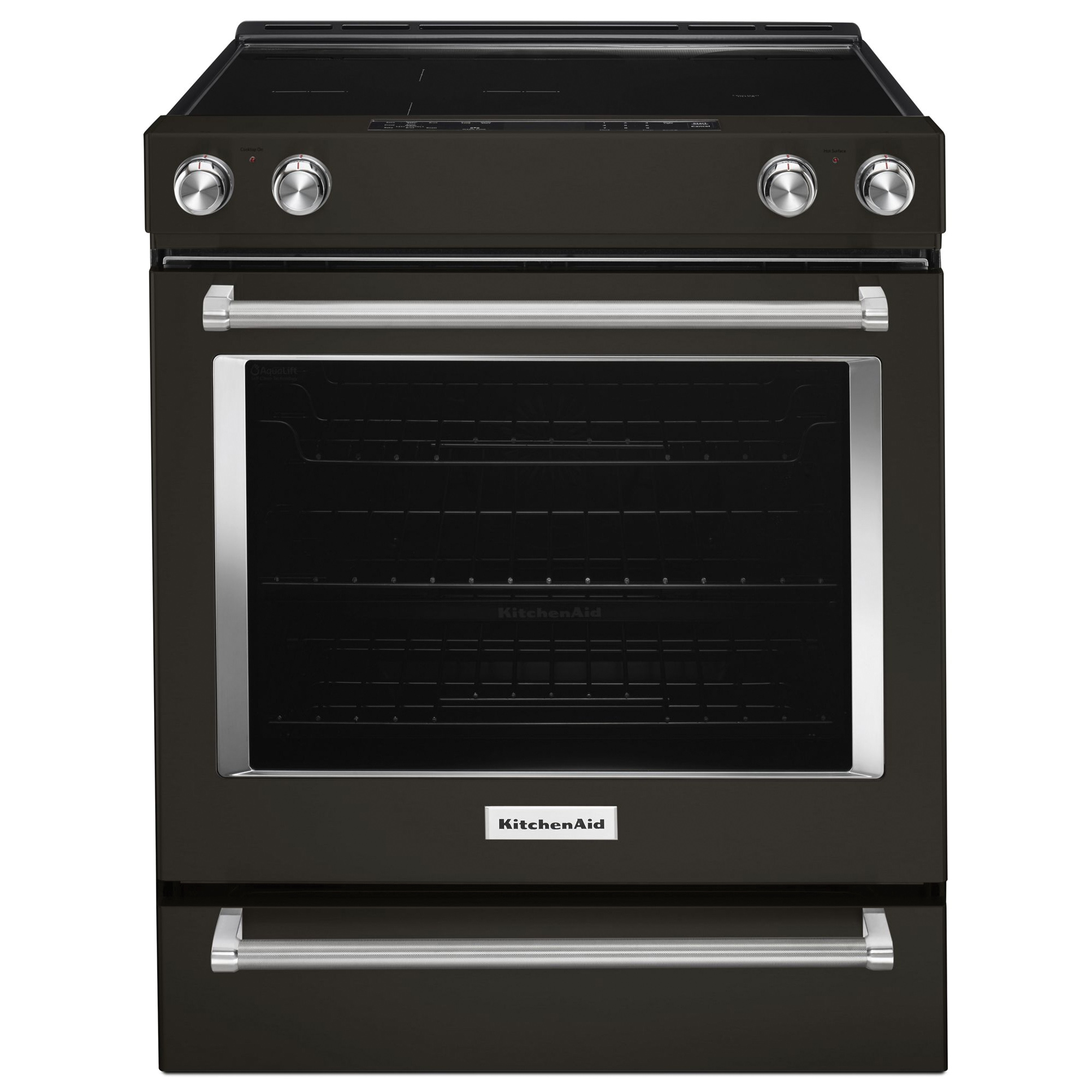KitchenAid KSEG700EBS Electric Convection Range, 29-7/8 in OAW, 6.4 cu-ft Oven, 5-Burner, Ceramic Glass/Metal