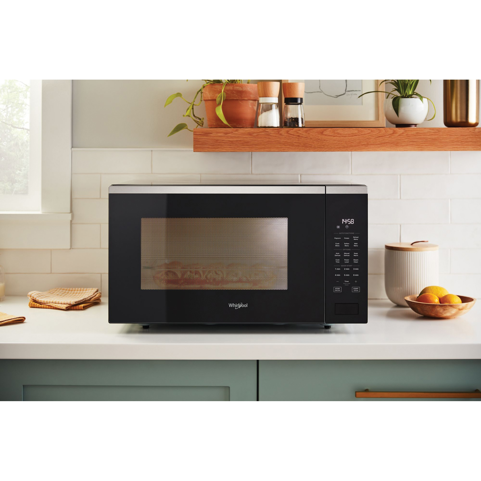Whirlpool WMCS7024RZ Countertop Microwave, 2.2 cu-ft, 1200 W, Fingerprint-Resistant Stainless Steel