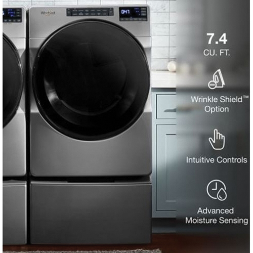 Whirlpool WED5605MC Electric Wrinkle Shield Dryer, 7.4 cu-ft, Touch Control, Front Loading, Vented Vent, Chrome Shadow