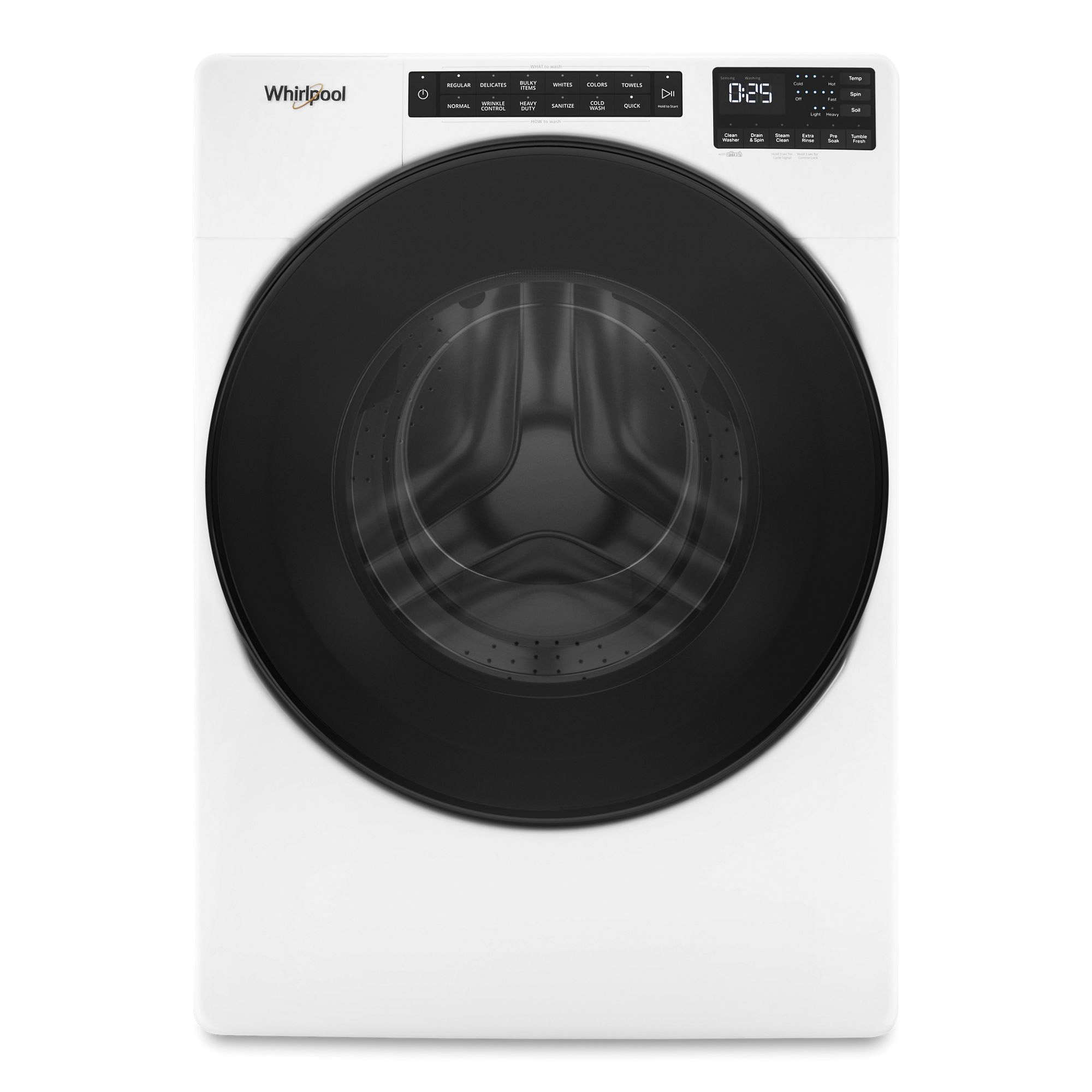 Whirlpool WFW6605MW Front Load Washer, 5 cu-ft, 120 VAC, Touch Control, Stainless Steel, White