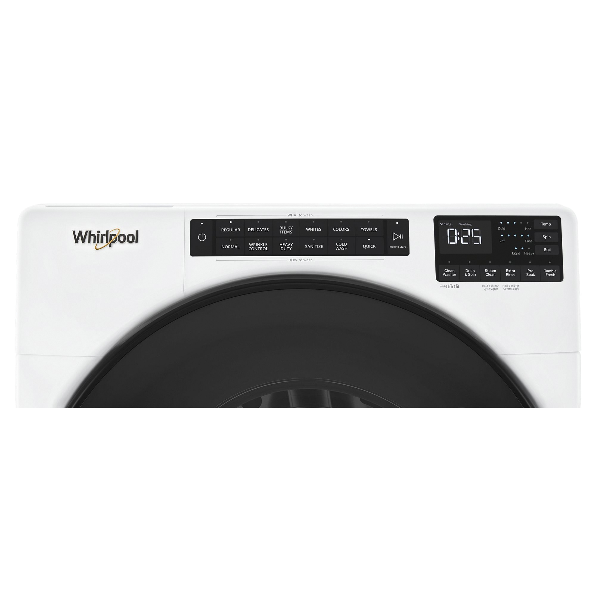 Whirlpool WFW6605MW Front Load Washer, 5 cu-ft, 120 VAC, Touch Control, Stainless Steel, White