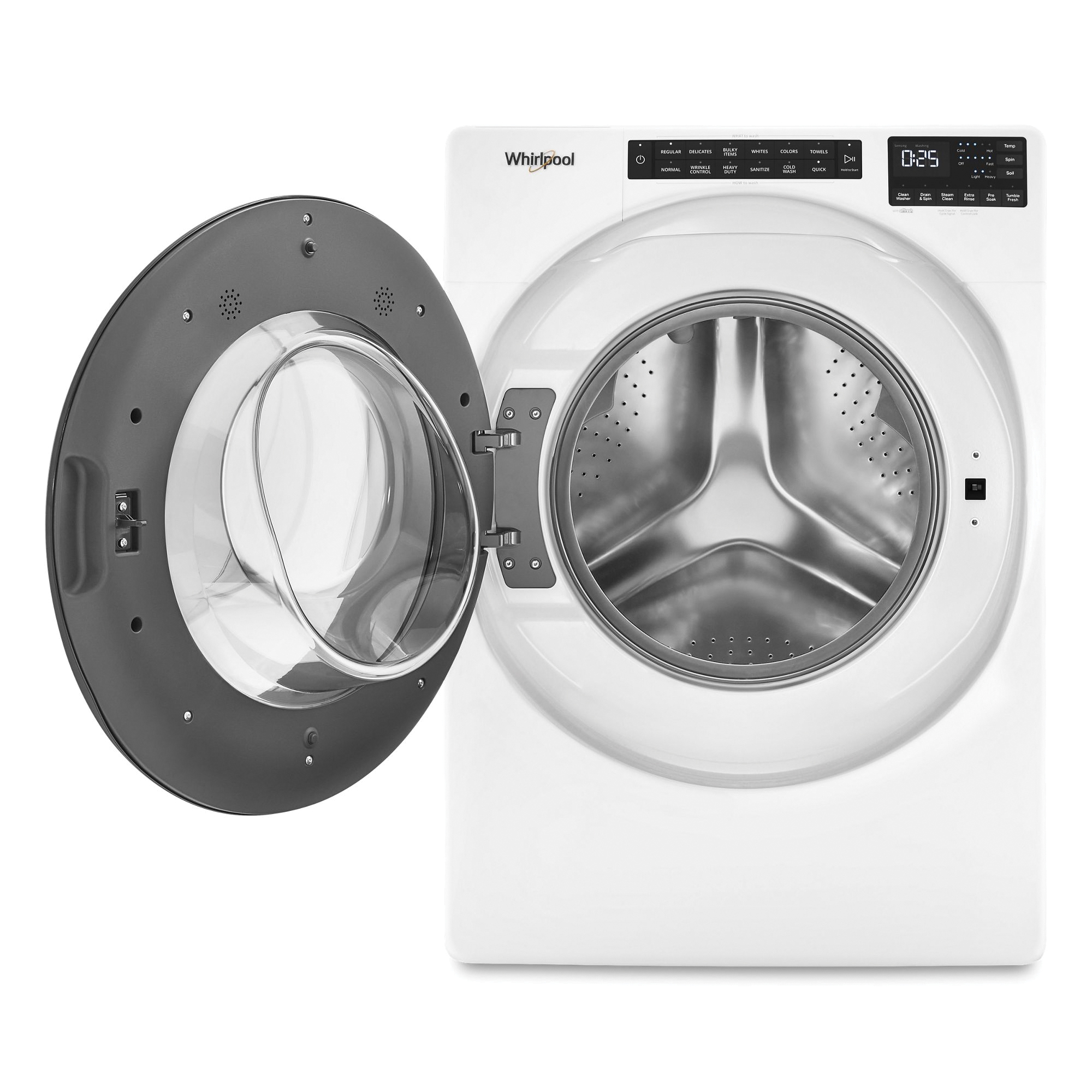 Whirlpool WFW6605MW Front Load Washer, 5 cu-ft, 120 VAC, Touch Control, Stainless Steel, White