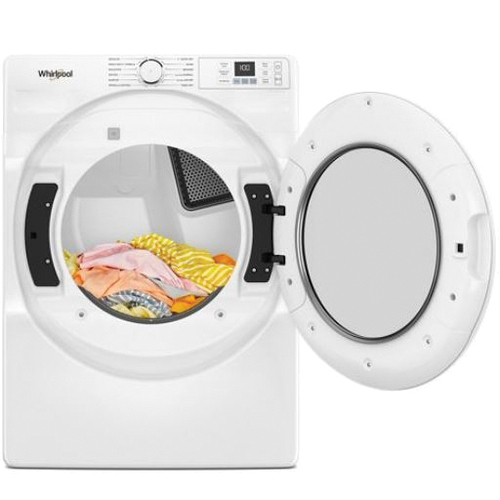 Whirlpool WED4720RW Electric Dryer, 7.4 cu-ft, Button, Knob Control, Front Loading, Reversible, Side Swing Door, White