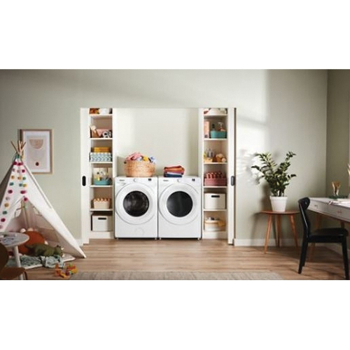 Whirlpool WED4720RW Electric Dryer, 7.4 cu-ft, Button, Knob Control, Front Loading, Reversible, Side Swing Door, White