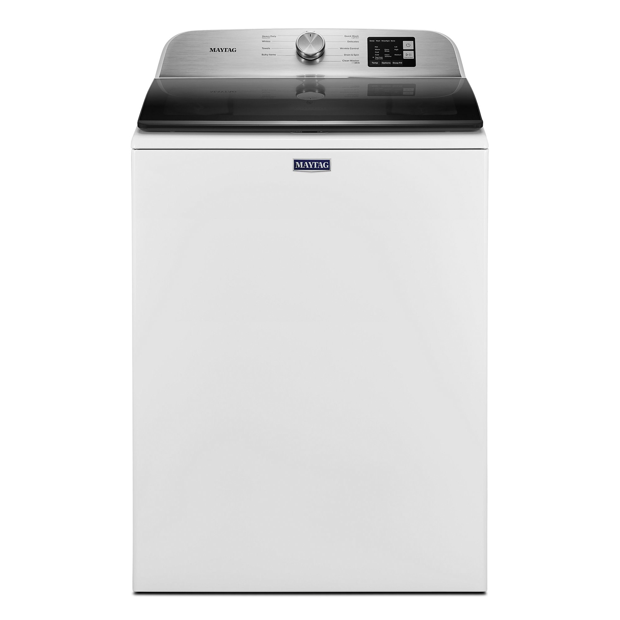 Maytag MVW6200KW Top Load Washer, 4.8 cu-ft, 120 VAC, Knob Control, Stainless Steel, White