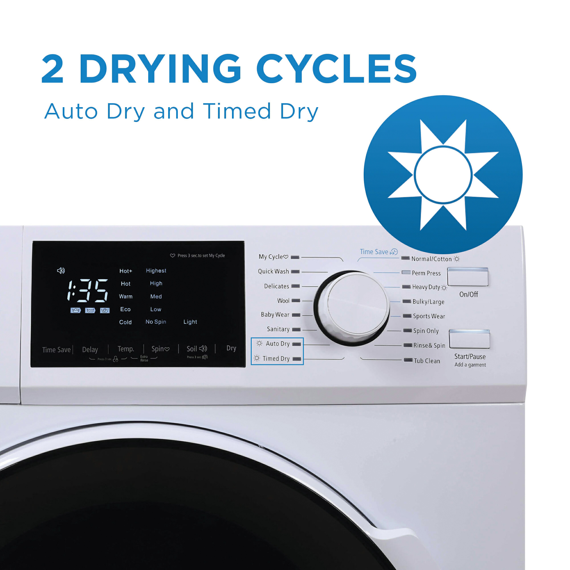 Danby DWM120WDB-3 All-in-One Washer/Dryer, 2.7 cu-ft, Knob Control, Front Loading, Ventless Vent, Stainless Steel, White