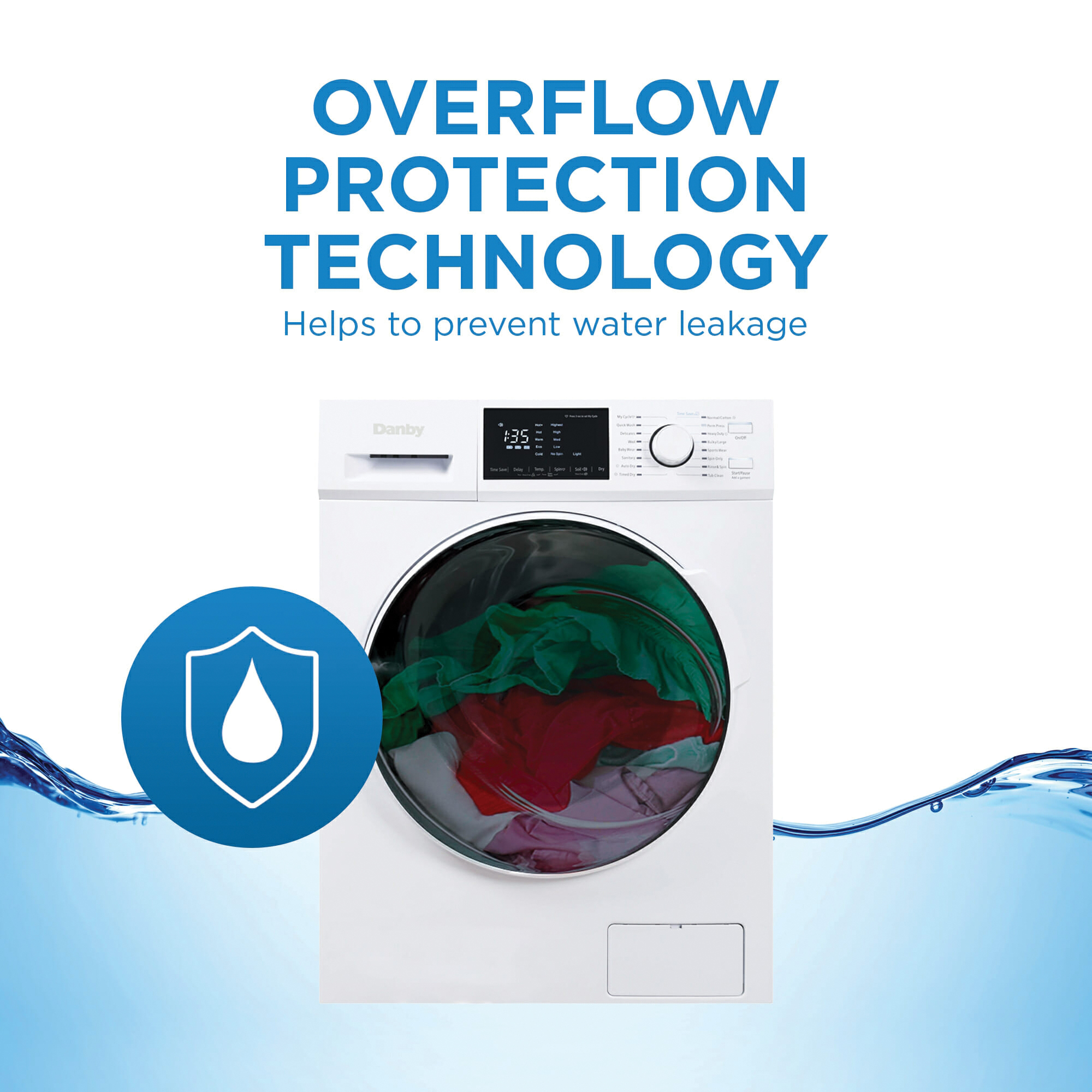 Danby DWM120WDB-3 All-in-One Washer/Dryer, 2.7 cu-ft, Knob Control, Front Loading, Ventless Vent, Stainless Steel, White