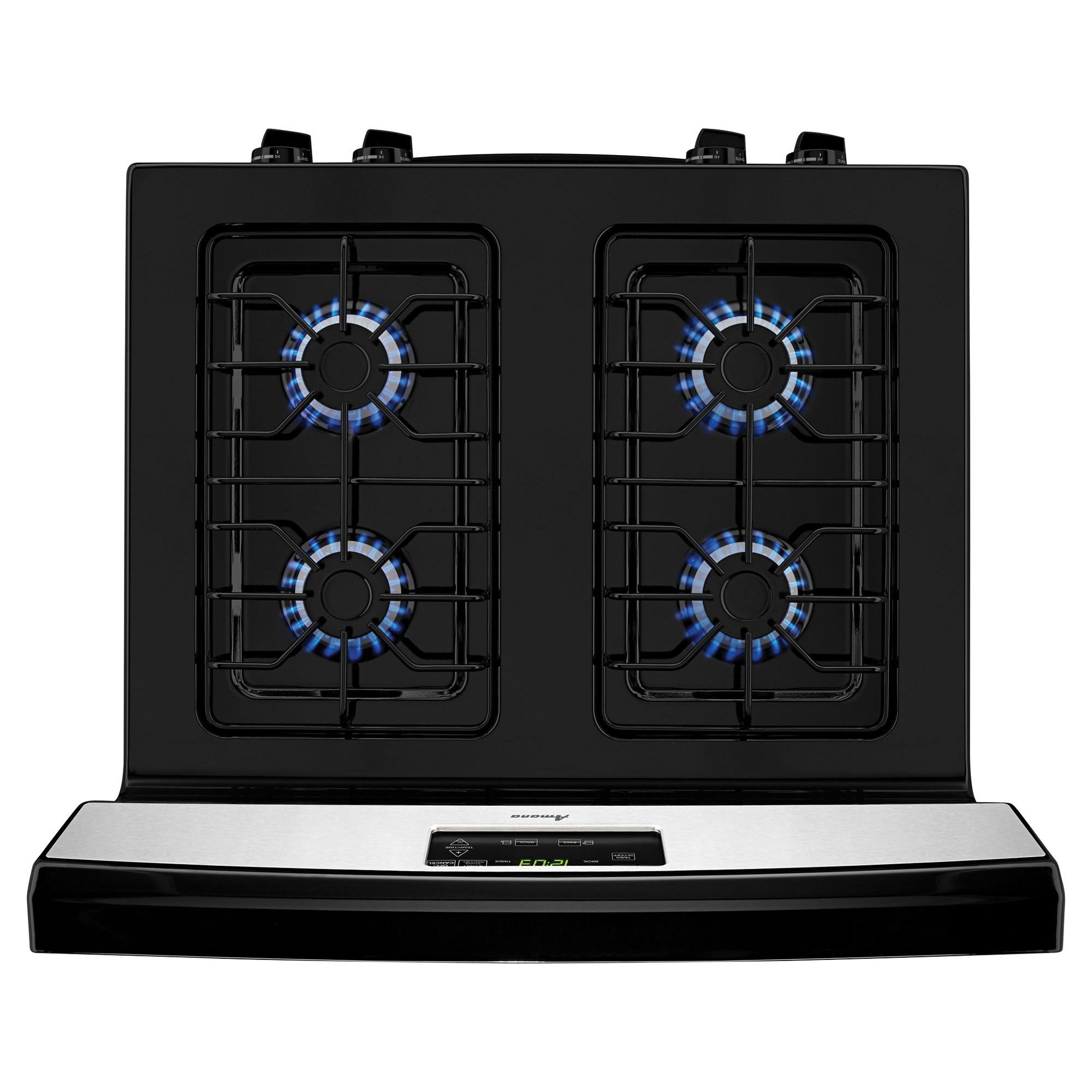 Amana AGR5330BAS Gas Range, Natural Gas, 5.1 cu-ft Oven, 29-22/25 in OAW, 4-Burner, Plastic/Steel, Stainless Steel