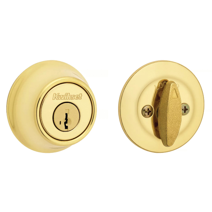 Kwikset 600 Series 96600-747 Deadbolt, 3 Grade, Keyed Different Key, Metal, Polished Brass, 2-3/8 to 2-3/4 in Backset - 3
