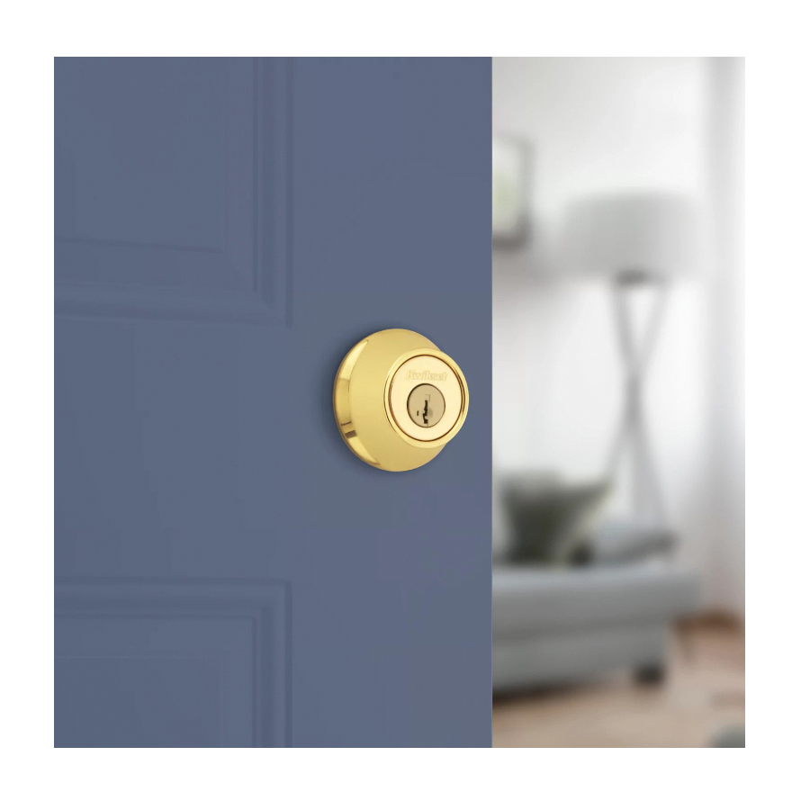 Kwikset 600 Series 96600-747 Deadbolt, 3 Grade, Keyed Different Key, Metal, Polished Brass, 2-3/8 to 2-3/4 in Backset - 4