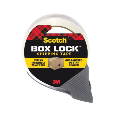 Box Lock 3950-RD-12WC Packaging Tape, 54.6 yd L, 1.88 in W, Polypropylene Backing, Clear