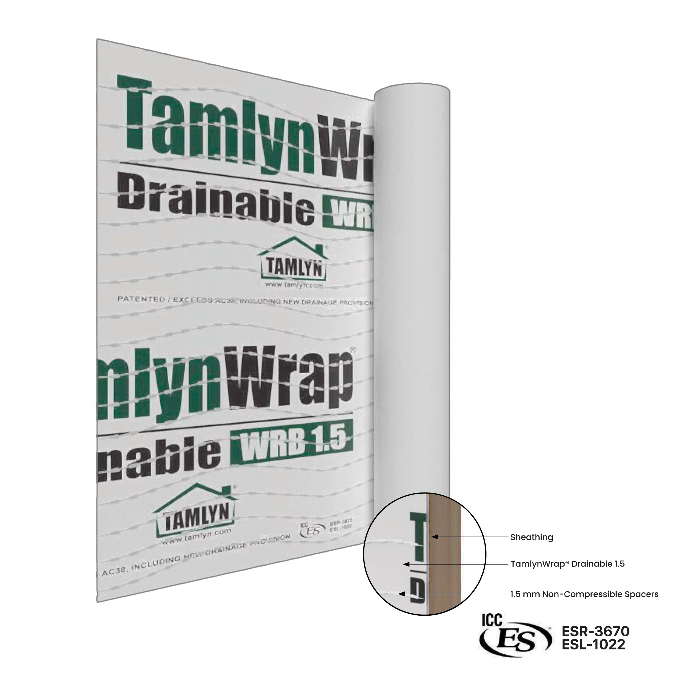 TamlynWrap TWD5X100 Drainable Wrap, 100 ft L, 5 ft W
