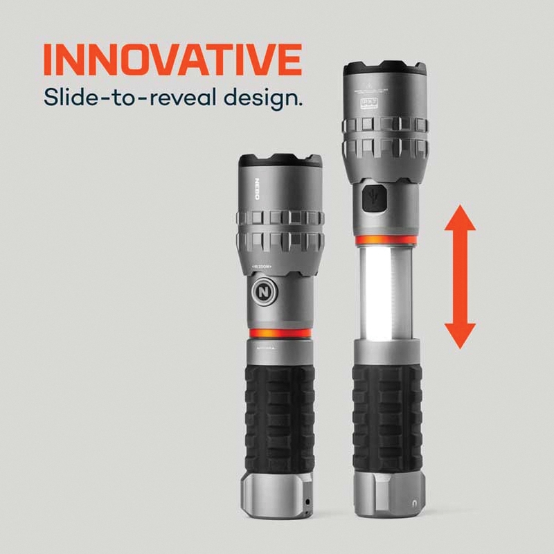 Work Light and Flashlight, Nebo, SLYDE KING, Lithium-Ion Battery, LED Lamp, 4000 Lumens, Gray - 4